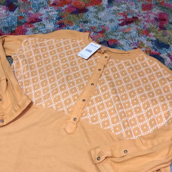 Free People Tops - NWT Free People We The Free Yellow Long Sleeved Tunic Top Shirt